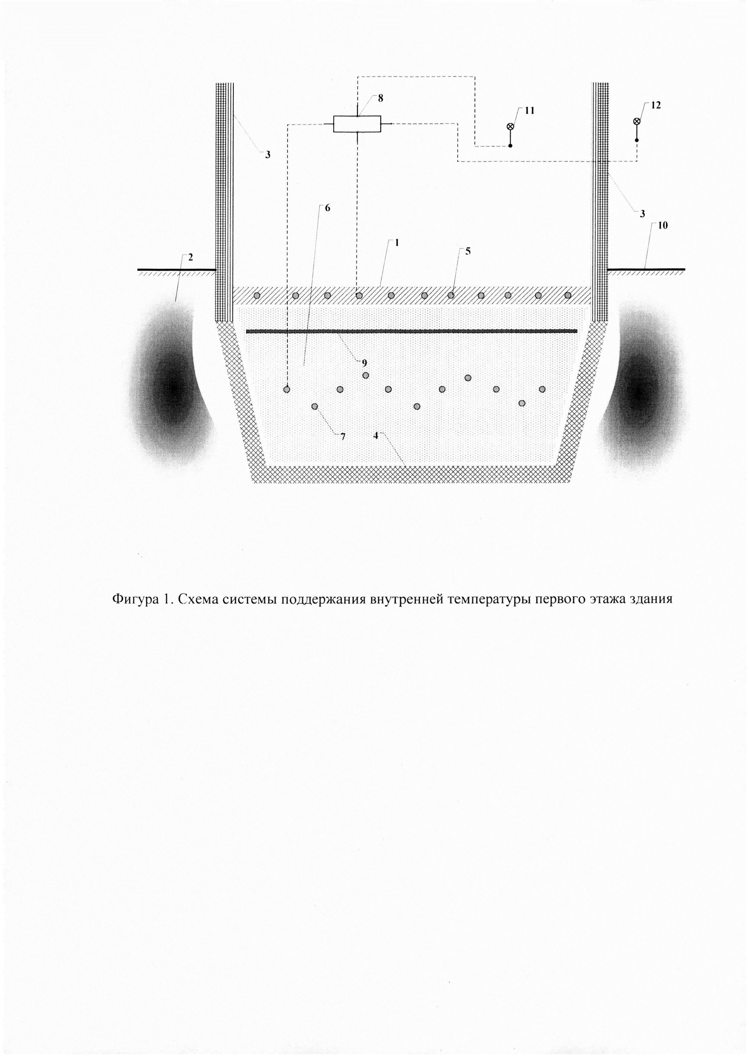 СИСТЕМА ПОДДЕРЖАНИЯ ВНУТРЕННЕЙ ТЕМПЕРАТУРЫ ПЕРВОГО ЭТАЖА ЗДАНИЯ. Патент №  RU 193382 МПК F24D15/00 | Биржа патентов - Московский инновационный кластер
