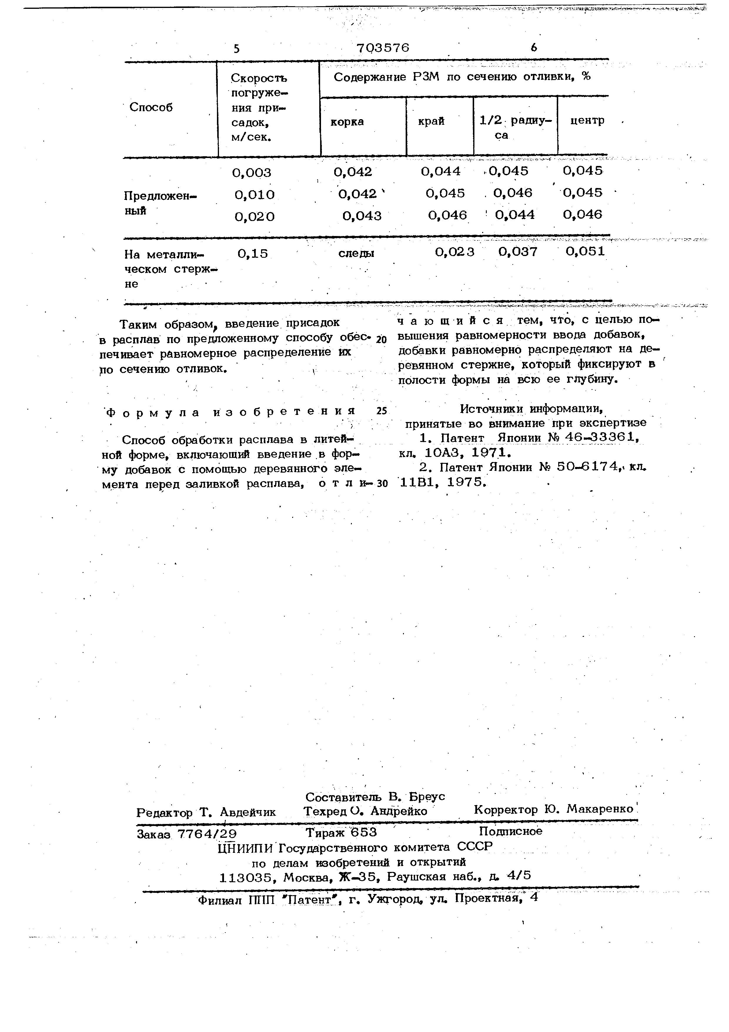 Способ обработки расплава в литейной форме. Патент № SU 703576 МПК C21C7/00  | Биржа патентов - Московский инновационный кластер